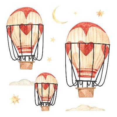 Naklejka na ścianę 100x165 Boho balony i gwiazdy w akwarelowym stylu