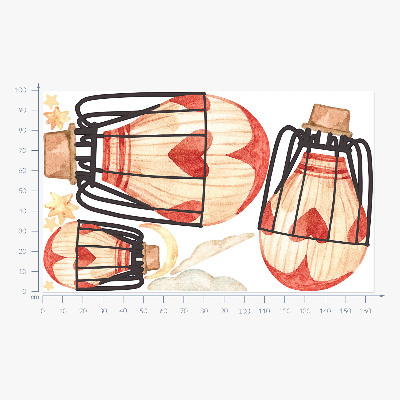Naklejka na ścianę 100x165 Boho balony i gwiazdy w akwarelowym stylu