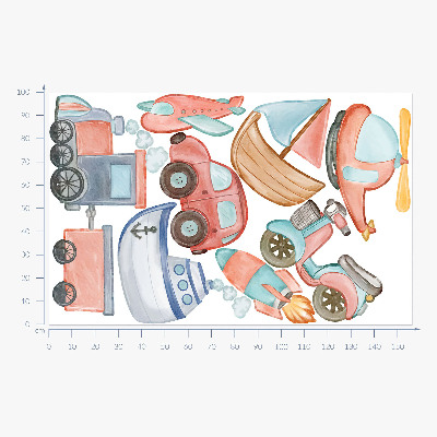Naklejka na ścianę 100x157 Transportowe akwarele w pastelowych odcieniach