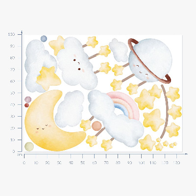 Naklejka na ścianę 100x135 Niebo i kosmos w pastelach boho
