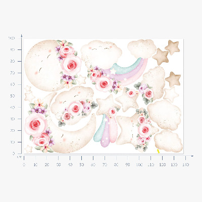 Naklejka na ścianę 100x138 Kwiatowe niebo w akwarelowym stylu boho
