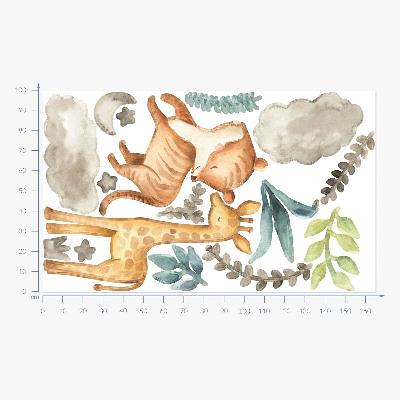 Naklejka na ścianę 100x165 Rośliny i safari w pastelowych odcieniach