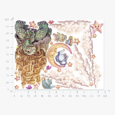 Naklejka na ścianę 100x128 Zwierzęta w pastelowej rysunkowej estetyce