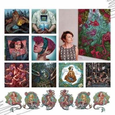 Naklejka na ścianę 130x158 Zwierzęta w magicznym rysunkowym stylu
