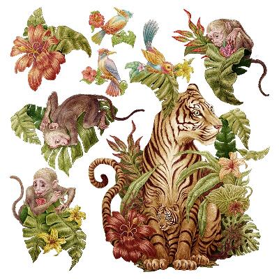 Naklejka na ścianę 130x173 Safari w dżungli z pastelowymi zwierzętami