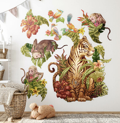 Naklejka na ścianę 130x173 Safari w dżungli z pastelowymi zwierzętami