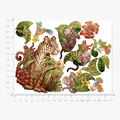 Naklejka na ścianę 130x173 Safari w dżungli z pastelowymi zwierzętami