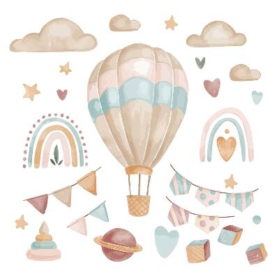 Naklejka na ścianę 130x183 Boho akwarelowe pastelowe wzory