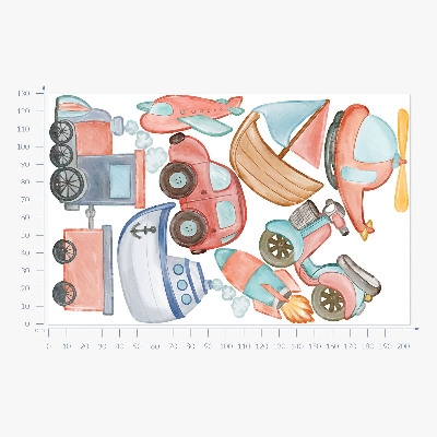 Naklejka na ścianę 130x204 Transportowe akwarele w pastelowych odcieniach