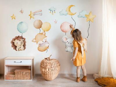 Naklejka na ścianę 130x225 Urocze boho zwierzaki z pastelowymi balonami