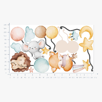 Naklejka na ścianę 130x225 Urocze boho zwierzaki z pastelowymi balonami