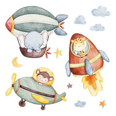 Naklejka na ścianę 130x196 Zwierzęce loty w akwarelowym stylu