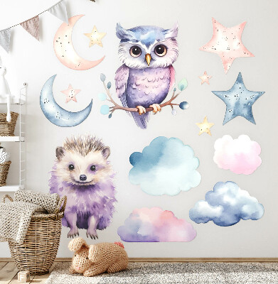 Naklejka na ścianę 130x172 Zwierzęta w pastelowej magii nocnego nieba