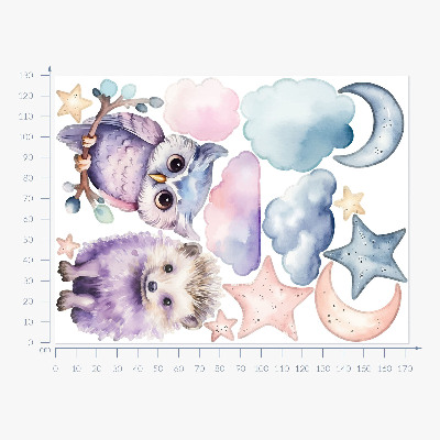Naklejka na ścianę 130x172 Zwierzęta w pastelowej magii nocnego nieba