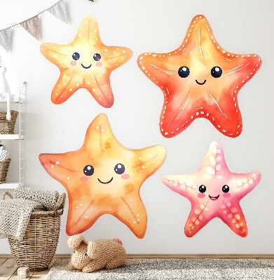 Naklejka na ścianę 130x141 Pastelowe radosne rozgwiazdy w akwarelowym stylu