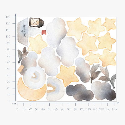 Naklejka na ścianę 130x154 Pastelowe akwarelowe niebiańskie motywy przyrody
