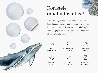 Naklejka na ścianę 60x76 Dinozaur w rysunkowej stylizacji z liśćmi i kwiatami