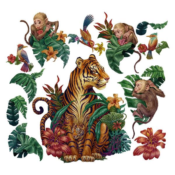 Naklejka na ścianę 60x79 Safari w dżungli z rysunkowymi zwierzętami