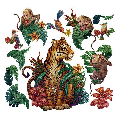 Naklejka na ścianę 60x79 Safari w dżungli z rysunkowymi zwierzętami