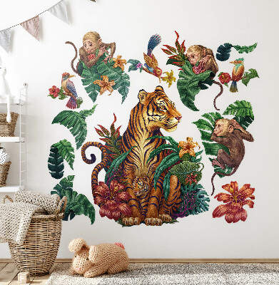 Naklejka na ścianę 60x79 Safari w dżungli z rysunkowymi zwierzętami