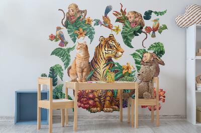 Naklejka na ścianę 60x79 Safari w dżungli z rysunkowymi zwierzętami