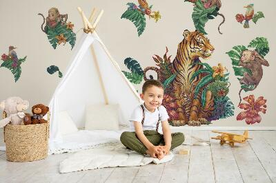 Naklejka na ścianę 60x79 Safari w dżungli z rysunkowymi zwierzętami