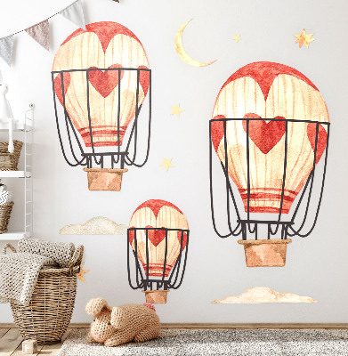 Naklejka na ścianę 60x99 Boho balony i gwiazdy w akwarelowym stylu