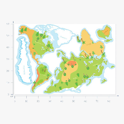 Naklejka na ścianę 60x86 Mapa świata w pastelowych konturach edukacyjnych