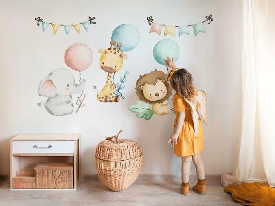 Naklejka na ścianę 60x92 Pastelowe urocze zwierzaki z balonami boho