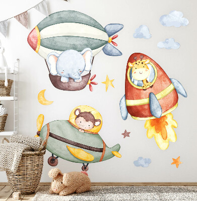 Naklejka na ścianę 60x90 Zwierzęce loty w akwarelowym stylu