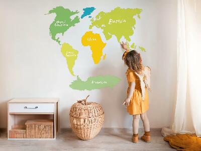 Naklejka na ścianę 60x87 Pastelowa mapa kontynentów graficzna ilustracja