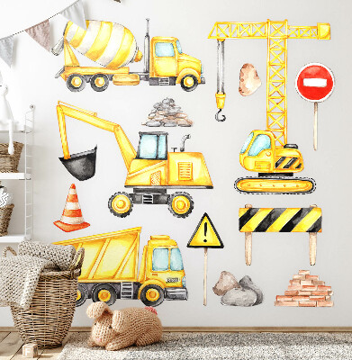 Naklejka na ścianę 60x81 Budowa - maszyny i pojazdy w akwarelowym ujęciu