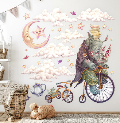 Naklejka na ścianę 60x77 Pastelowy świat zwierząt w rysunkowej formie
