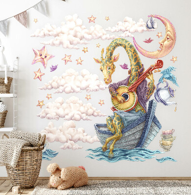 Naklejka na ścianę 60x85 Pastelowe zwierzęta w rysunkowym stylu