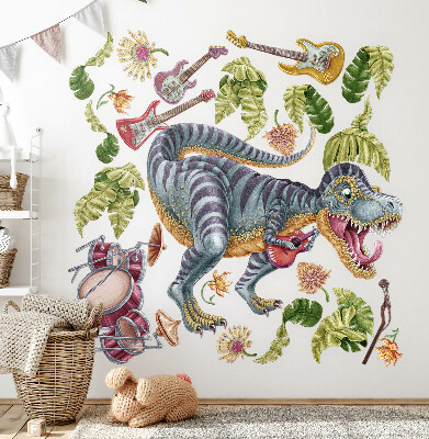 Naklejka na ścianę 60x89 Muzyczne dinozaury w pastelowych barwach