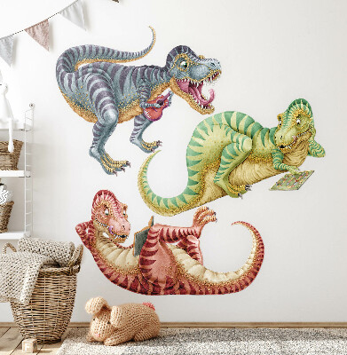 Naklejka na ścianę 60x91 Kolorowe dinozaury w rysunkowym stylu pastele
