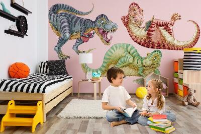 Naklejka na ścianę 60x91 Kolorowe dinozaury w rysunkowym stylu pastele