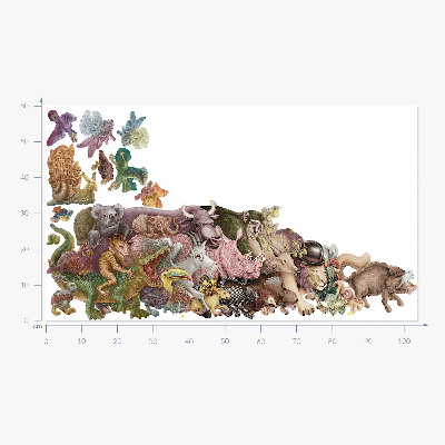 Naklejka na ścianę 60x104 Magiczne zwierzęta w pastelowej grafice
