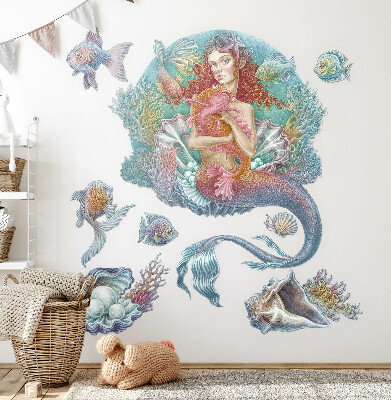 Naklejka na ścianę 60x60 Syrena w pastelowym podwodnym stylu