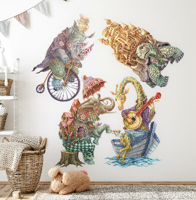 Naklejka na ścianę 60x79 Pastelowe rysunki magicznych zwierząt