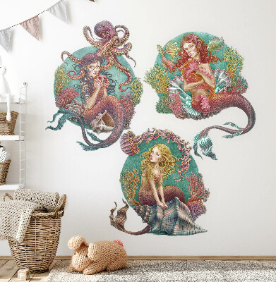 Naklejka na ścianę 80x106 Podwodne królestwo małych syrenek