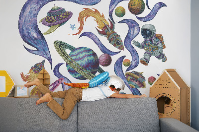 Naklejka na ścianę 80x120 Kosmiczne rakiety astronautów w rysunkowym stylu