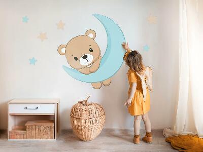 Naklejka na ścianę 80x88 Słodki miś na tle księżyca i gwiazd
