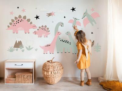 Naklejka na ścianę 80x128 Dinozaury w pastelowej dżungli