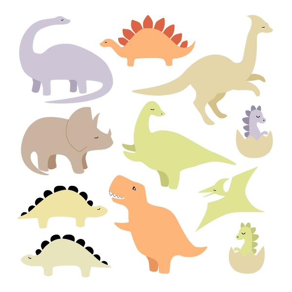Naklejka na ścianę 80x113 Urocze pastelowe dinozaury