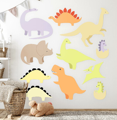 Naklejka na ścianę 80x113 Urocze pastelowe dinozaury