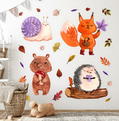 Naklejka na ścianę 80x128 Leśne stwory w jesiennych odcieniach akwareli