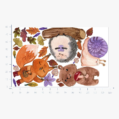 Naklejka na ścianę 80x128 Leśne stwory w jesiennych odcieniach akwareli