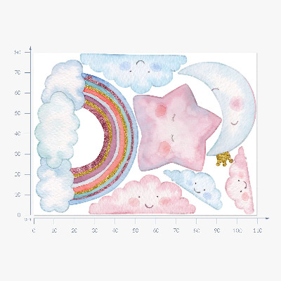 Naklejka na ścianę 80x110 Pastelowe magiczne niebo w akwarelowym stylu
