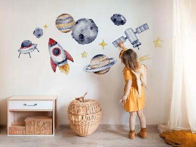 Naklejka na ścianę 80x117 Pastelowy kosmos z planetami i rakietą